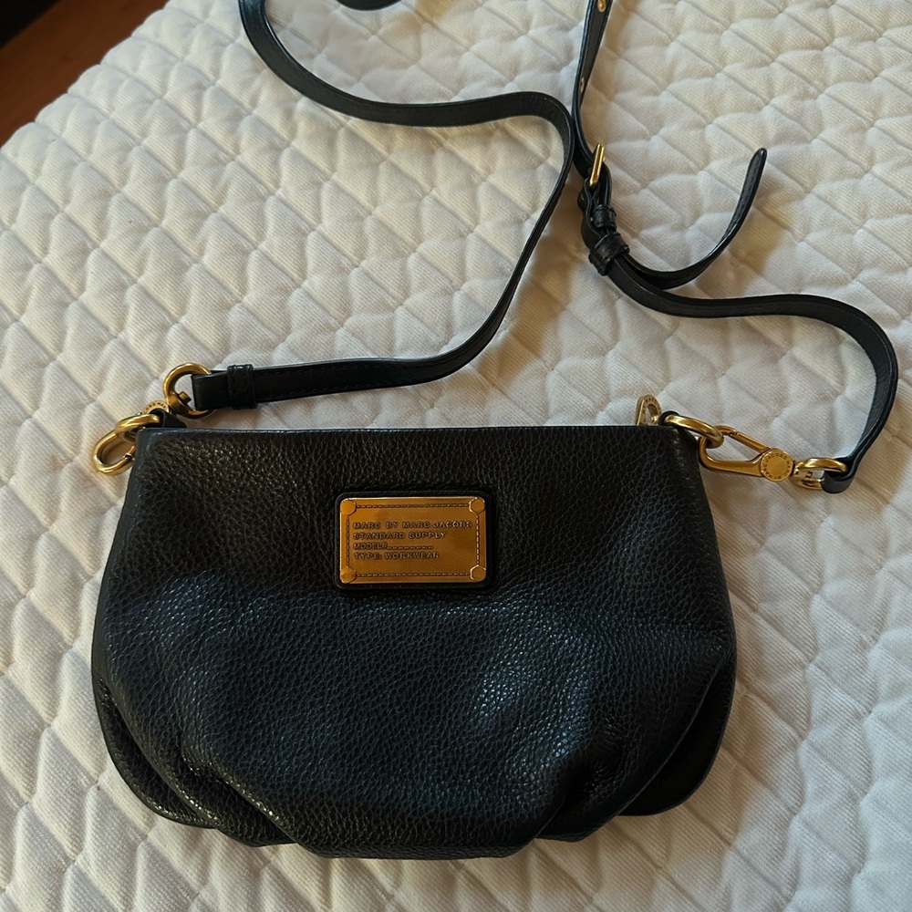 Marc By Marc Jacobs Black Crossbody Bag with Gold Hardware
